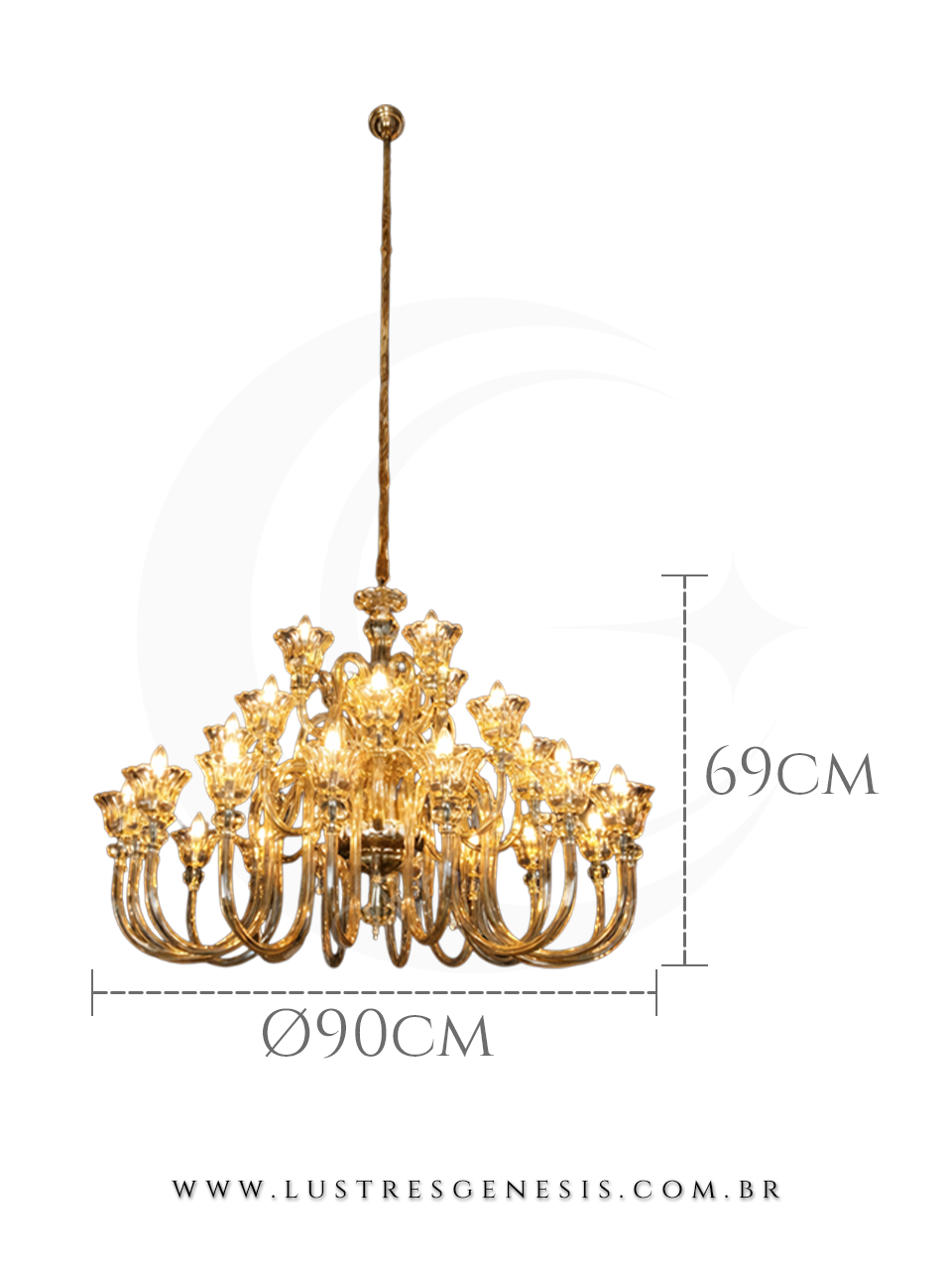 Luminaria de Teto Pendente Contemporaneo Dourado 90cm, Sala de Jantar, Mesa Sala de Jantar, Quarto Casal, Suite Master, Salao